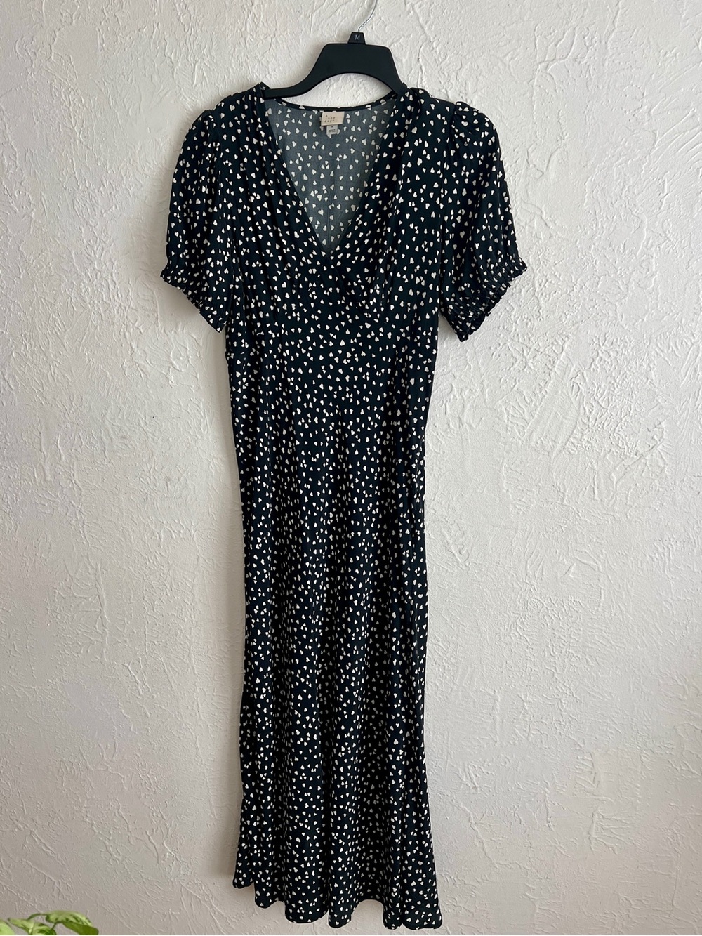 a new day Black Maxi Dress with White Heart Print